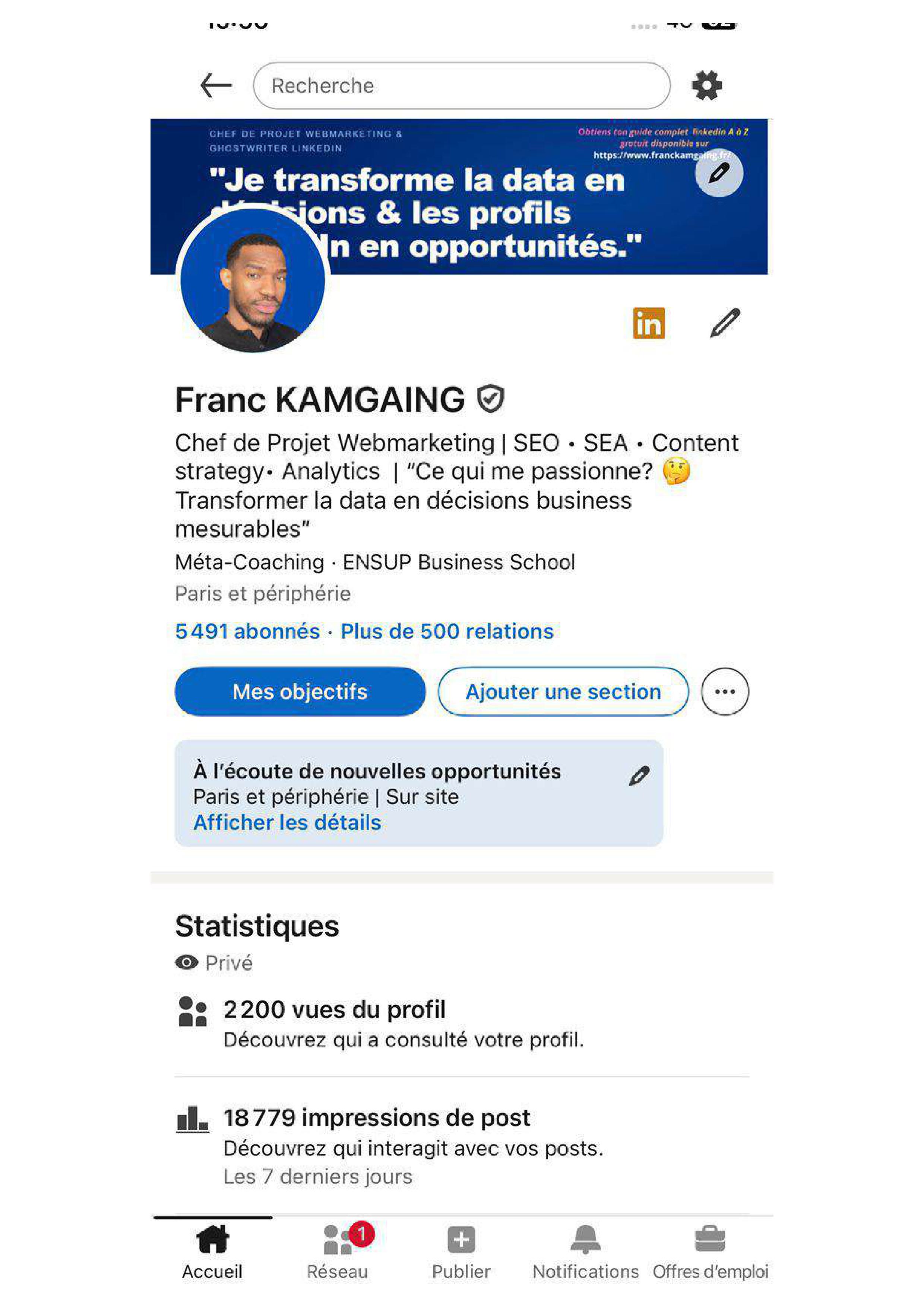 Profil LinkedIn Franc Kamgaing